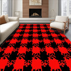 Bold Red Black Houndstooth Pattern Rug