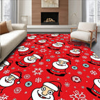Jolly Santa Claus Snowflakes Red Rug