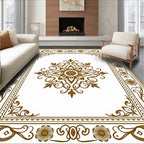 Ornate Floral Medallion Frame Design Rug