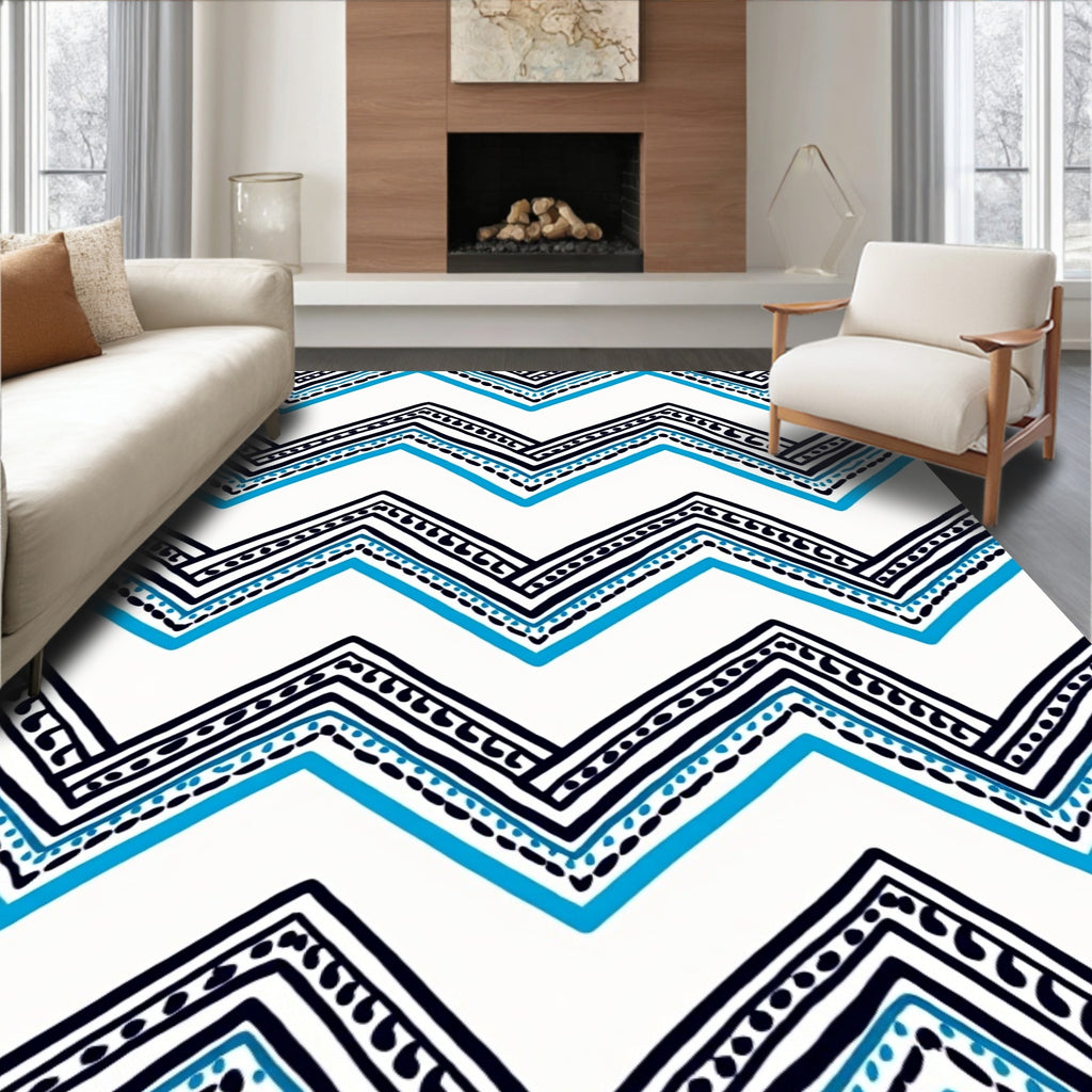 Boho Zigzag Stripe Print Rug