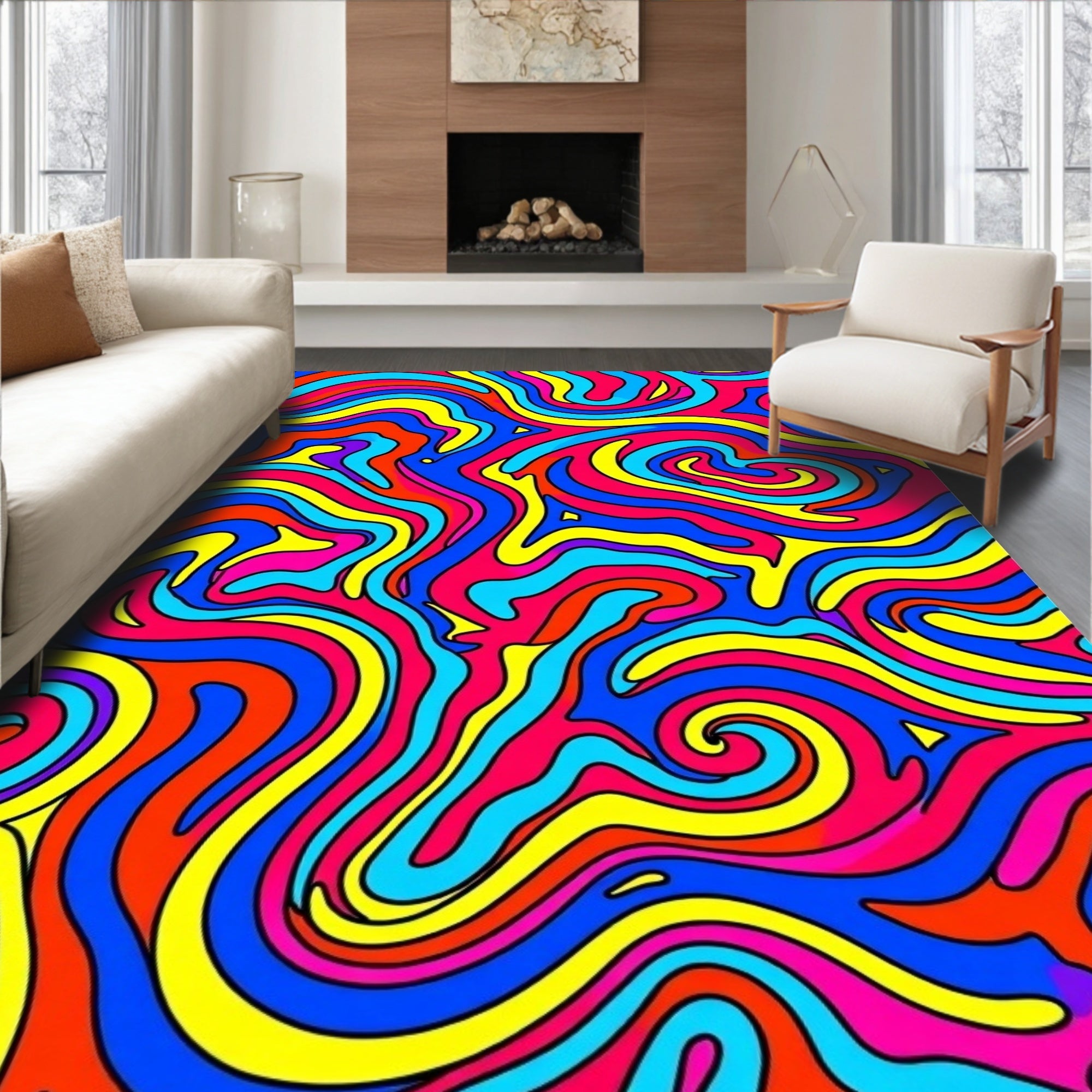 Vibrant Swirl Pattern Vibrant Rug