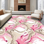Abstract Pink Floral Swirl Pattern Rug