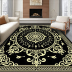 Intricate Mandala Floral Black Cream Rug