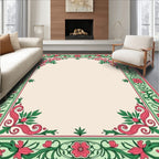 Vintage Floral Swirl Border Design Rug