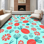 Red Oval Flower Pattern Rug