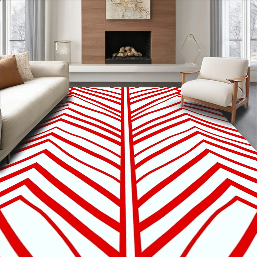 Bold Red Abstract Chevron Rug