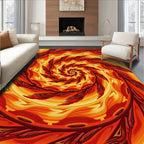 Fiery Abstract Swirl Pattern Rug