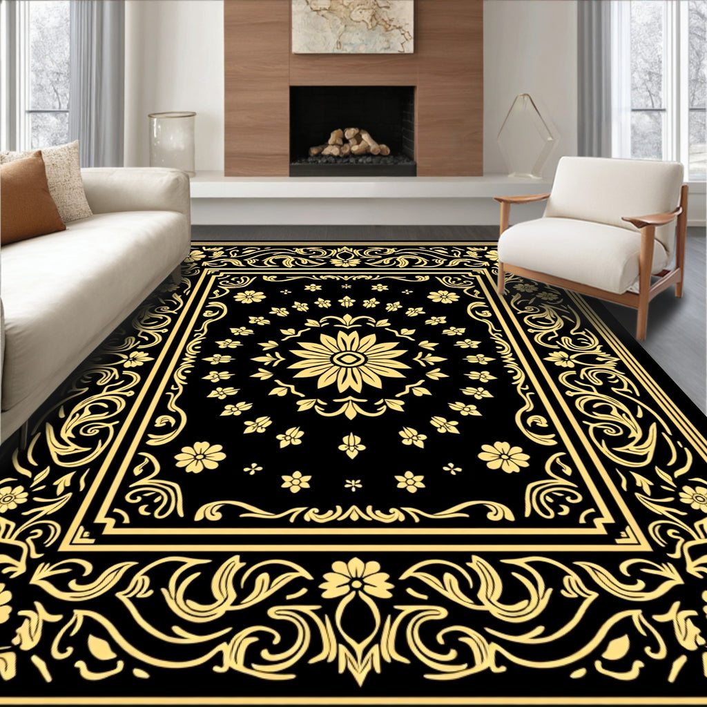 Vintage Floral Frame And Centerpiece Rug