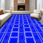 Geometric Blue White Linear Rug