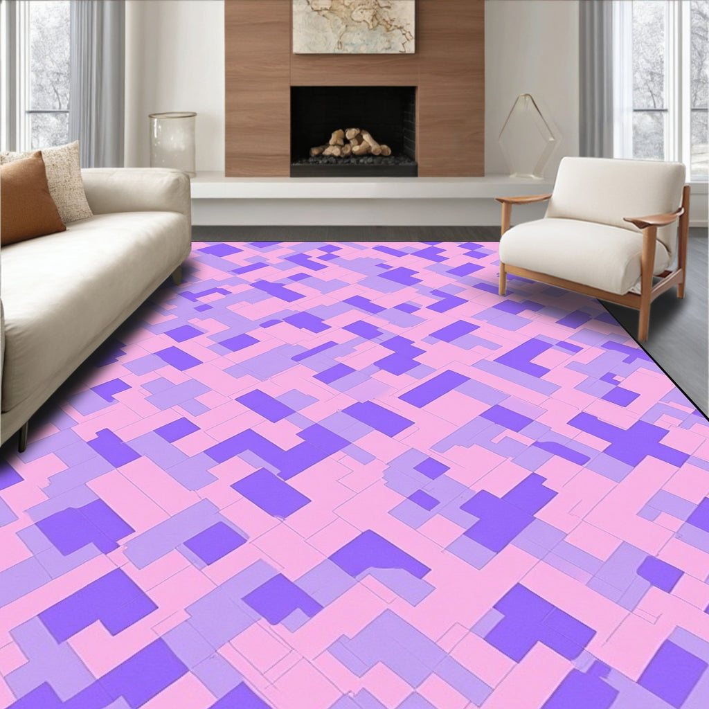 Pastel Pink Purple Geometric Tiling Rug