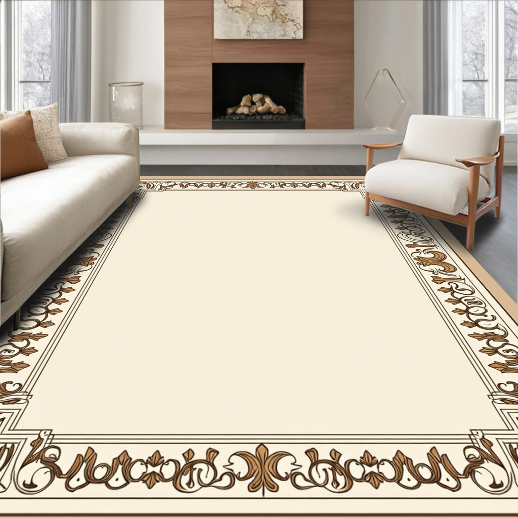 Ornate Floral Scrollwork Patterned Rug