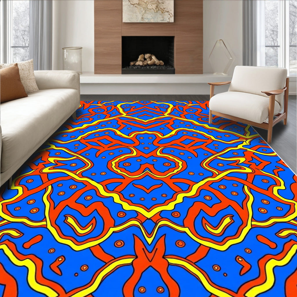 Bold Wavy Organic Pattern Design Rug