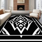 Bold Black White Geometric Pattern Rug