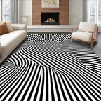Black White Folded Stripe Design Rug