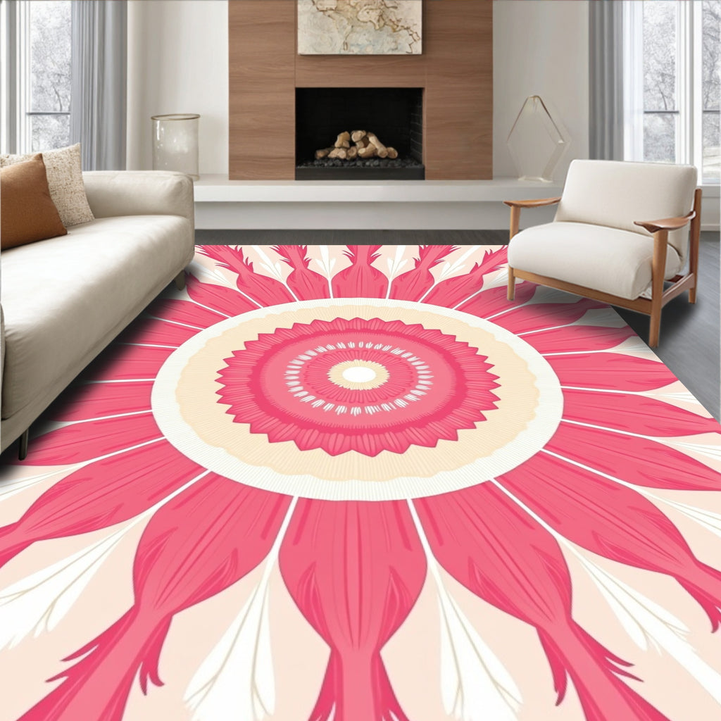 Pink Floral Mandala Pattern Design Rug