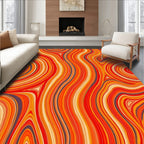 Vibrant Swirling Orange Stripes Rug