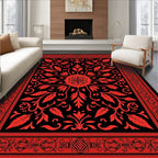 Classic Red Floral Vine Pattern Rug