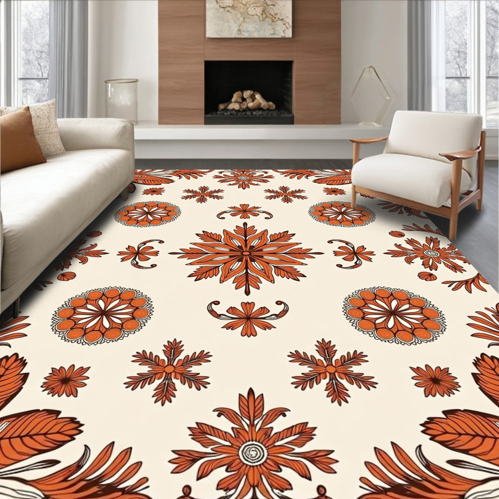 Intricate Floral Mandala Pattern Rug