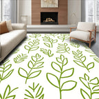 Green Leaves Sketch Pattern Rug