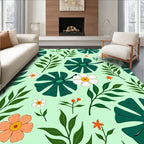 Tropical Leaf Flower Print Design Rug