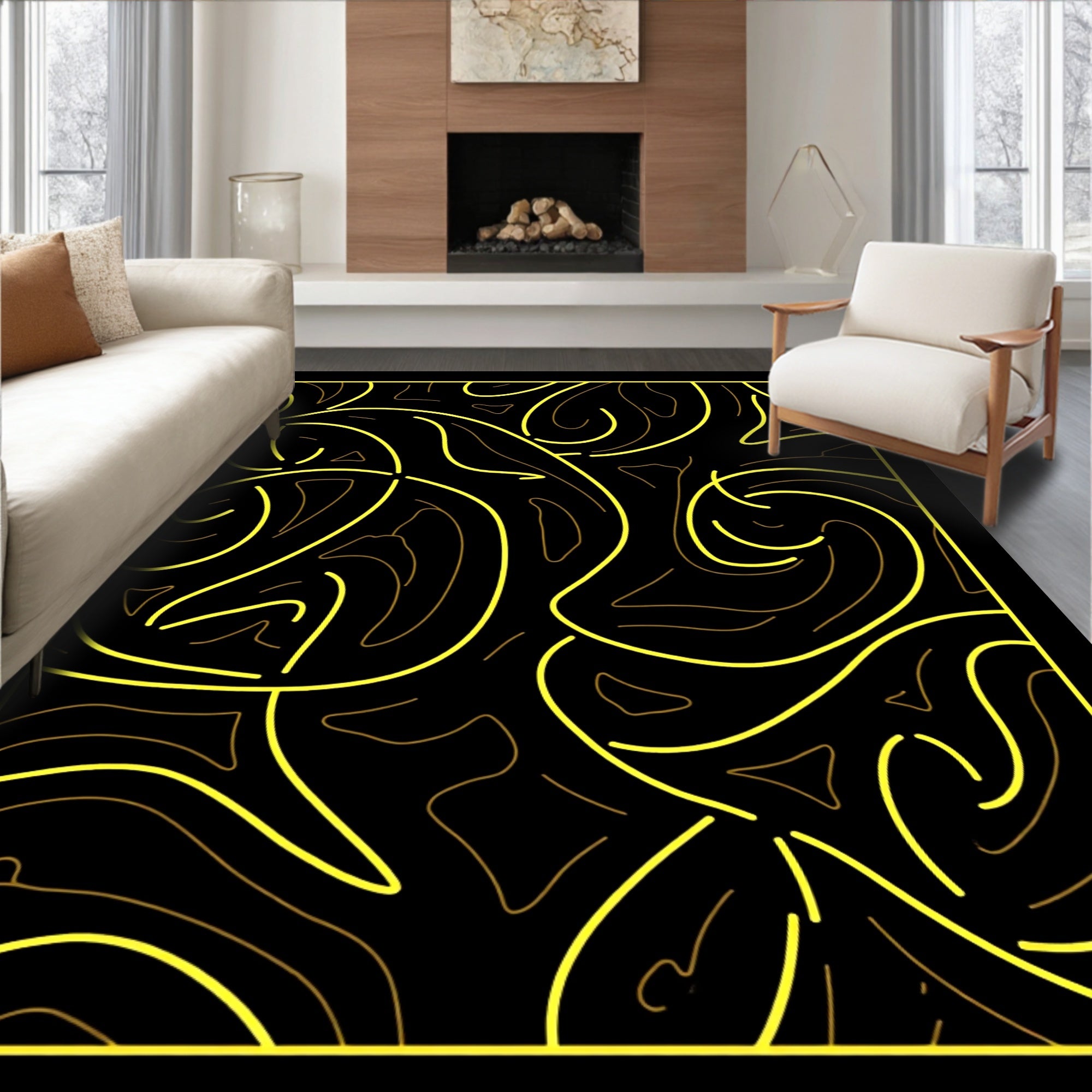 Abstract Flowing Lines Design Rug