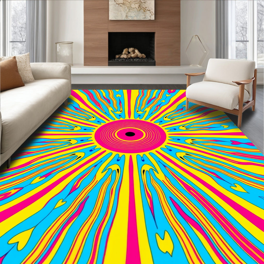Vibrant Sunburst Abstract Pattern Rug