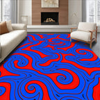 Vibrant Red Blue Swirl Pattern Rug