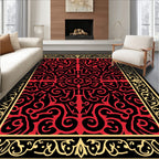 Intricate Red and Gold Scrollwork Rug