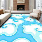 Whimsical Blue Swirl Cloud Design Rug