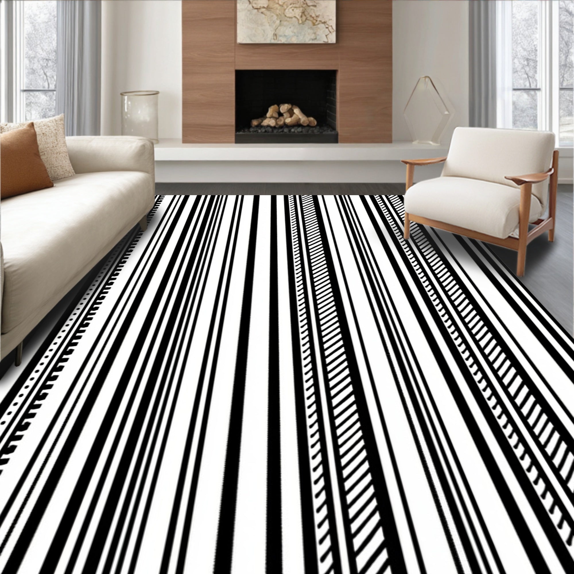 Bold Striped Geometric Pattern Rug