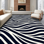 Abstract Navy Cream Flow Pattern Rug