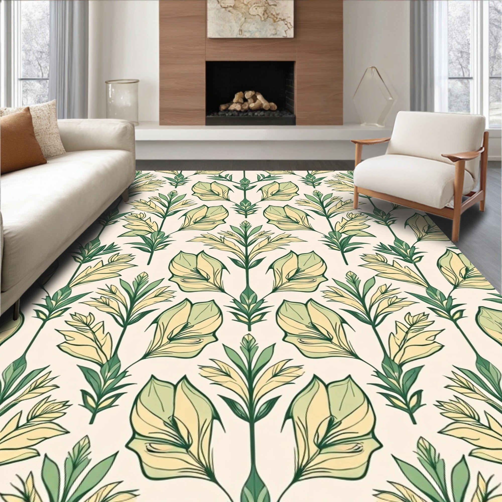 Art Nouveau Floral Pattern Rug