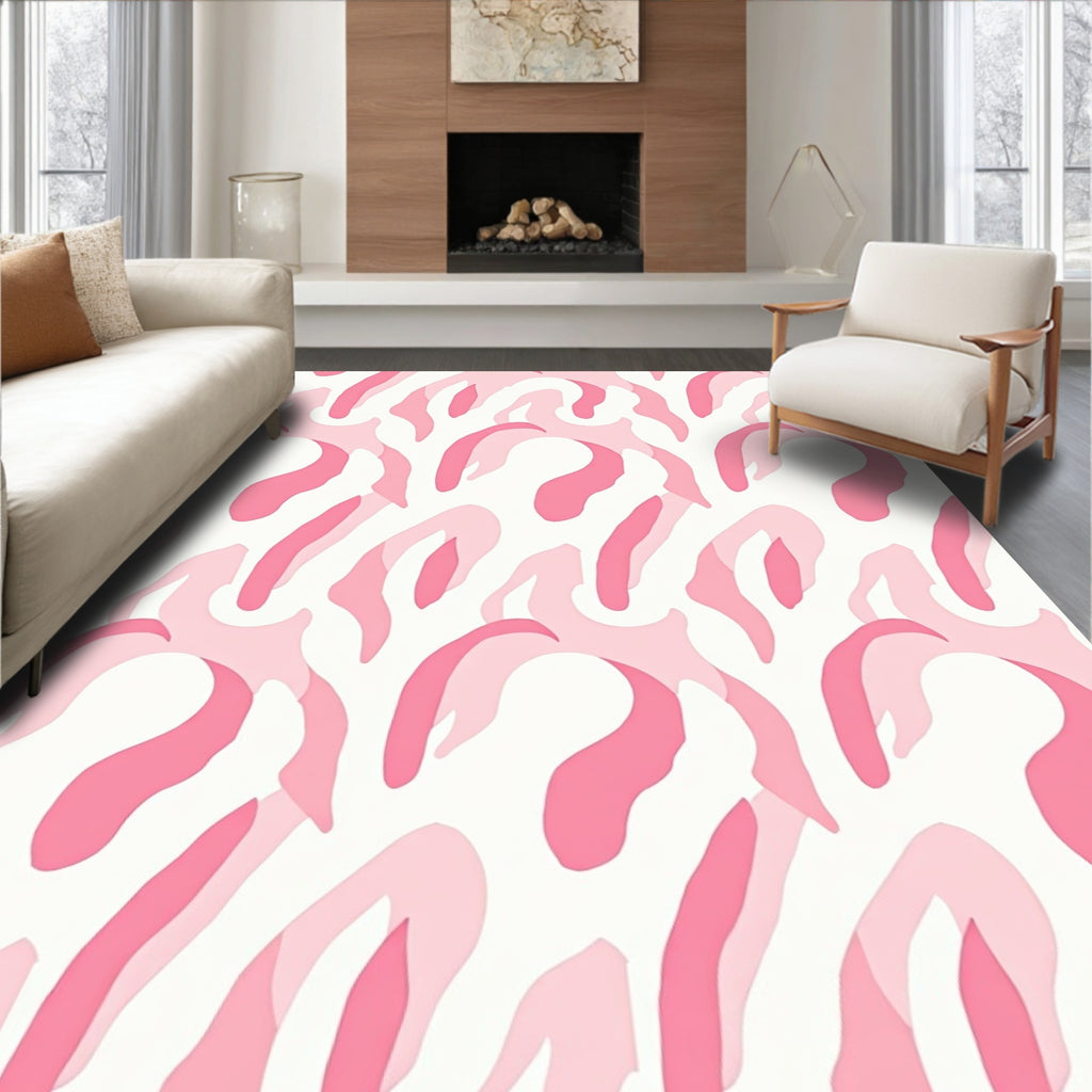 Soft Pink Organic Brushstroke Pattern Rug