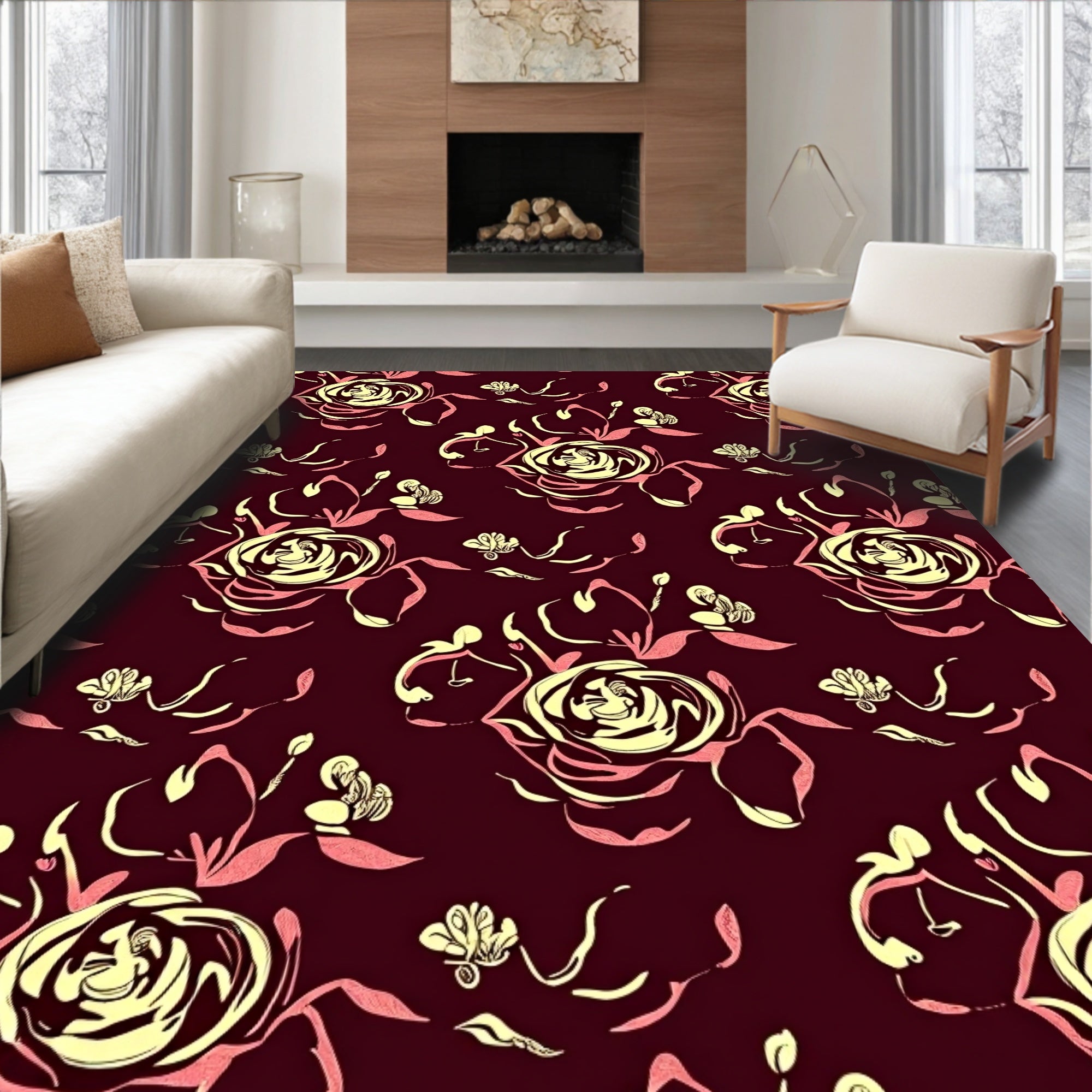 Bold Floral Design with Soft Palette Rug