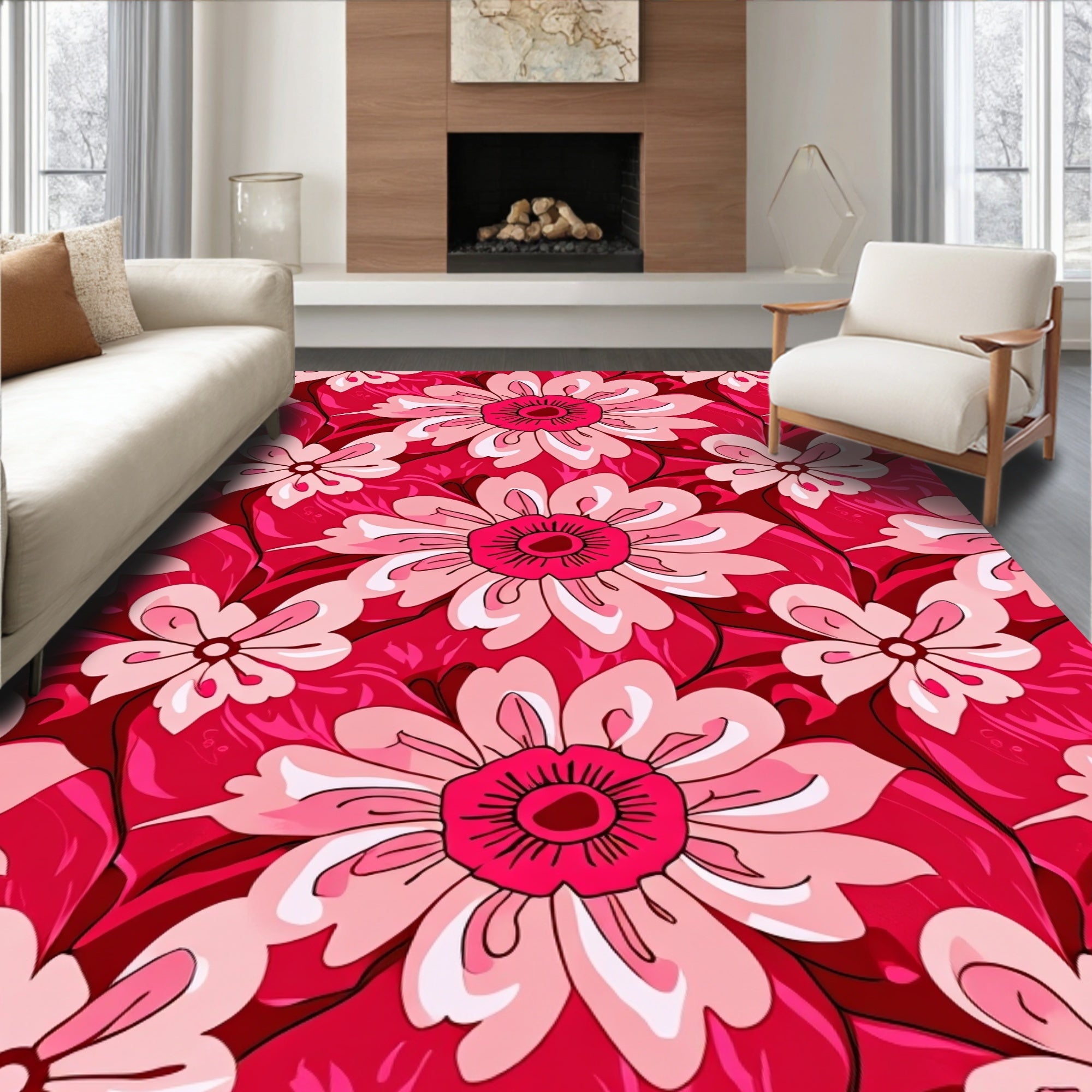 Vibrant Floral Pattern Design Rug