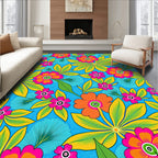 Vibrant Floral Pattern With Leafy Accents Rug