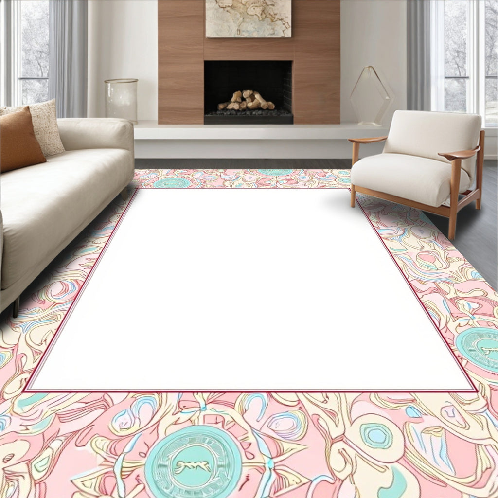Whimsical Abstract Floral Pattern Design Rug