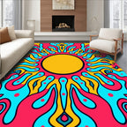 Vibrant Swirls With Pink Dots Rug