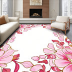 Pink Blossom Outline Floral Design Rug
