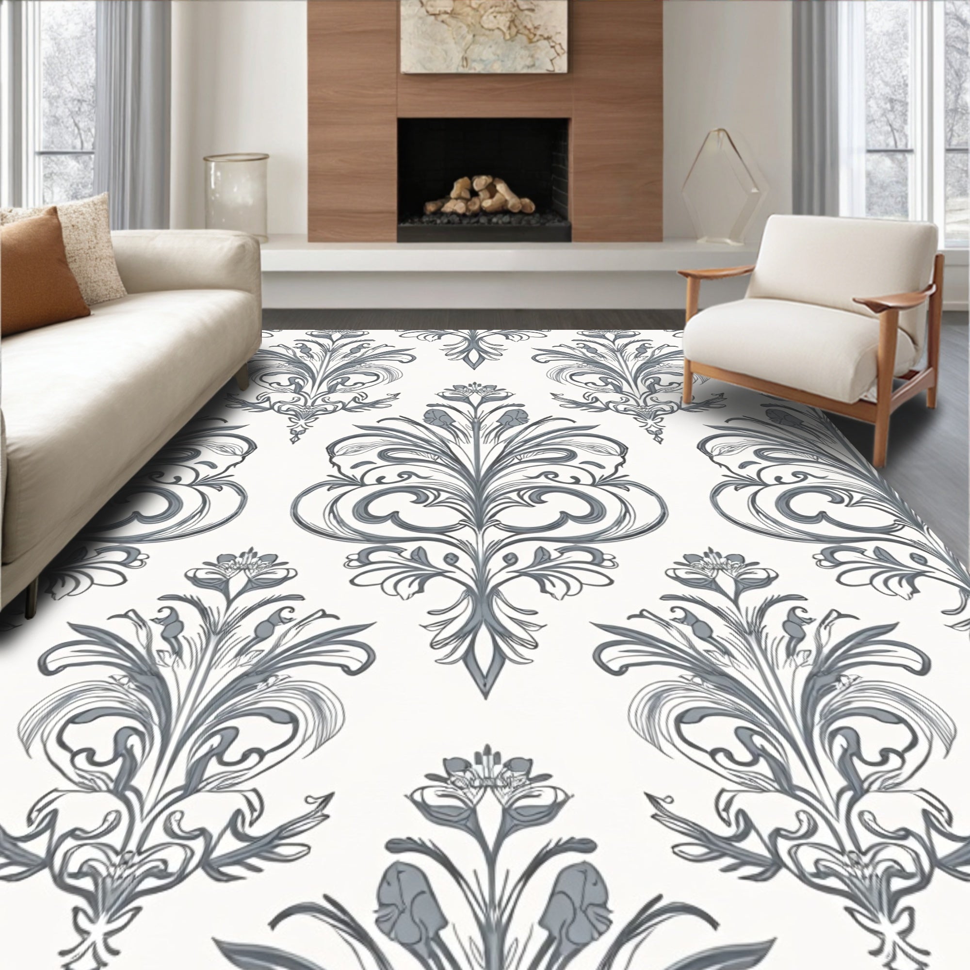 Classic Floral Swirls Pattern Rug