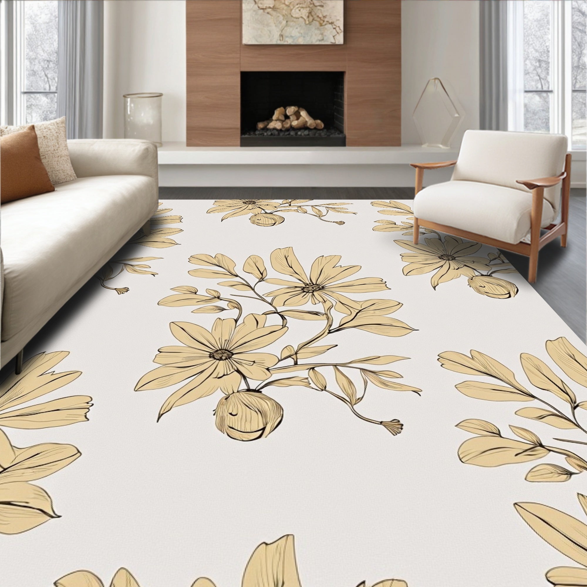 Vintage Floral Vine Pattern Rug