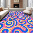 Vivid Blue Pink Yellow Swirl Rug