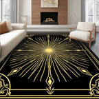 Golden Sunburst Geometric Art Design Rug