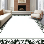 Ornate Black Vine Scroll Frame Rug