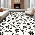 Simple Floral Botanical Line Art Rug