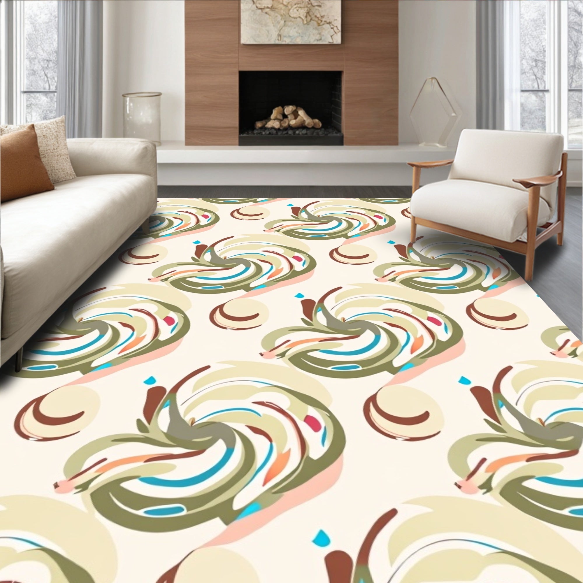 Abstract Swirl Pattern With Colors Rug