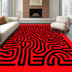 Bold Abstract Maze Pattern Rug