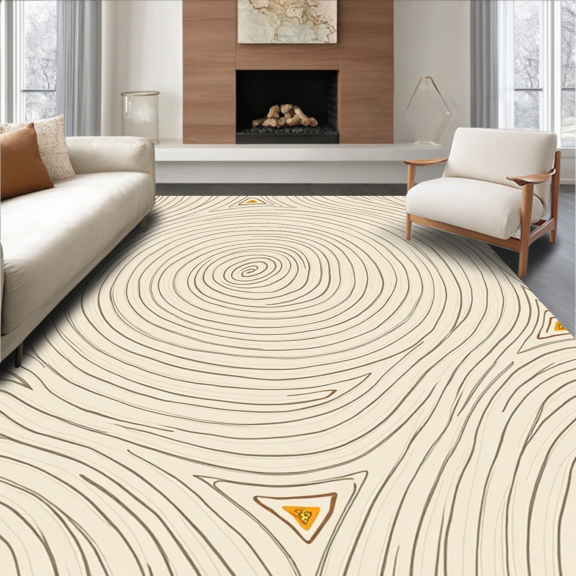 Wood Grain Abstract Geometric Design Rug