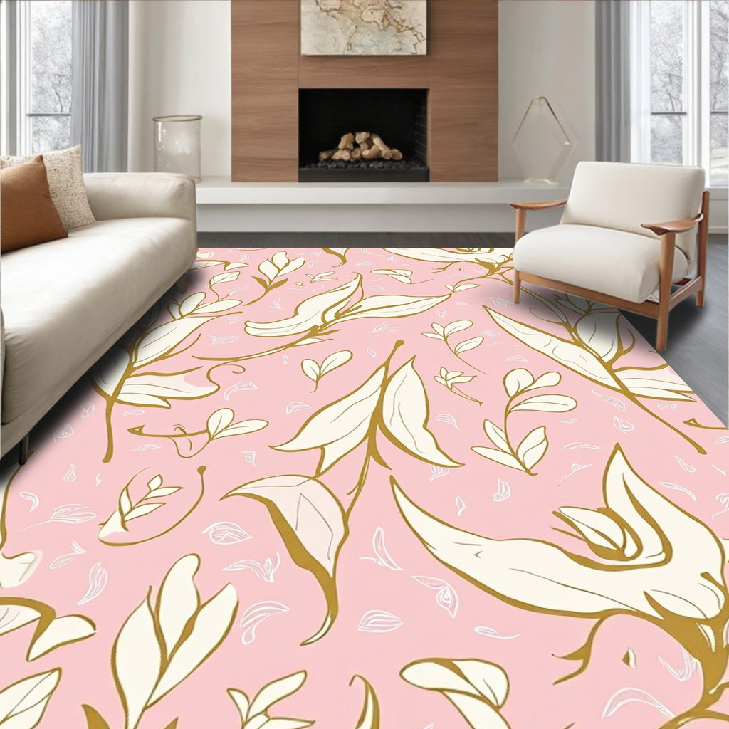 Botanical Floral Gold Outline Rug
