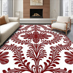 Crimson Floral Baroque Pattern Rug